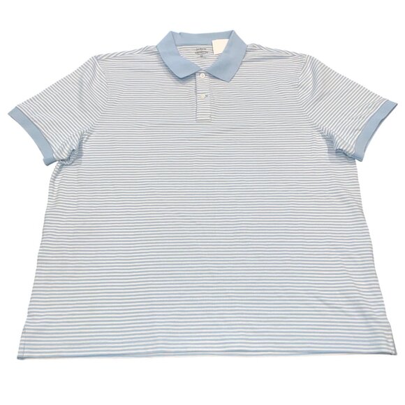 NWT DAMAGED J.Crew Factory Men's XXL Flex Pique Polo Shirt Blue White Striped - Picture 1 of 11